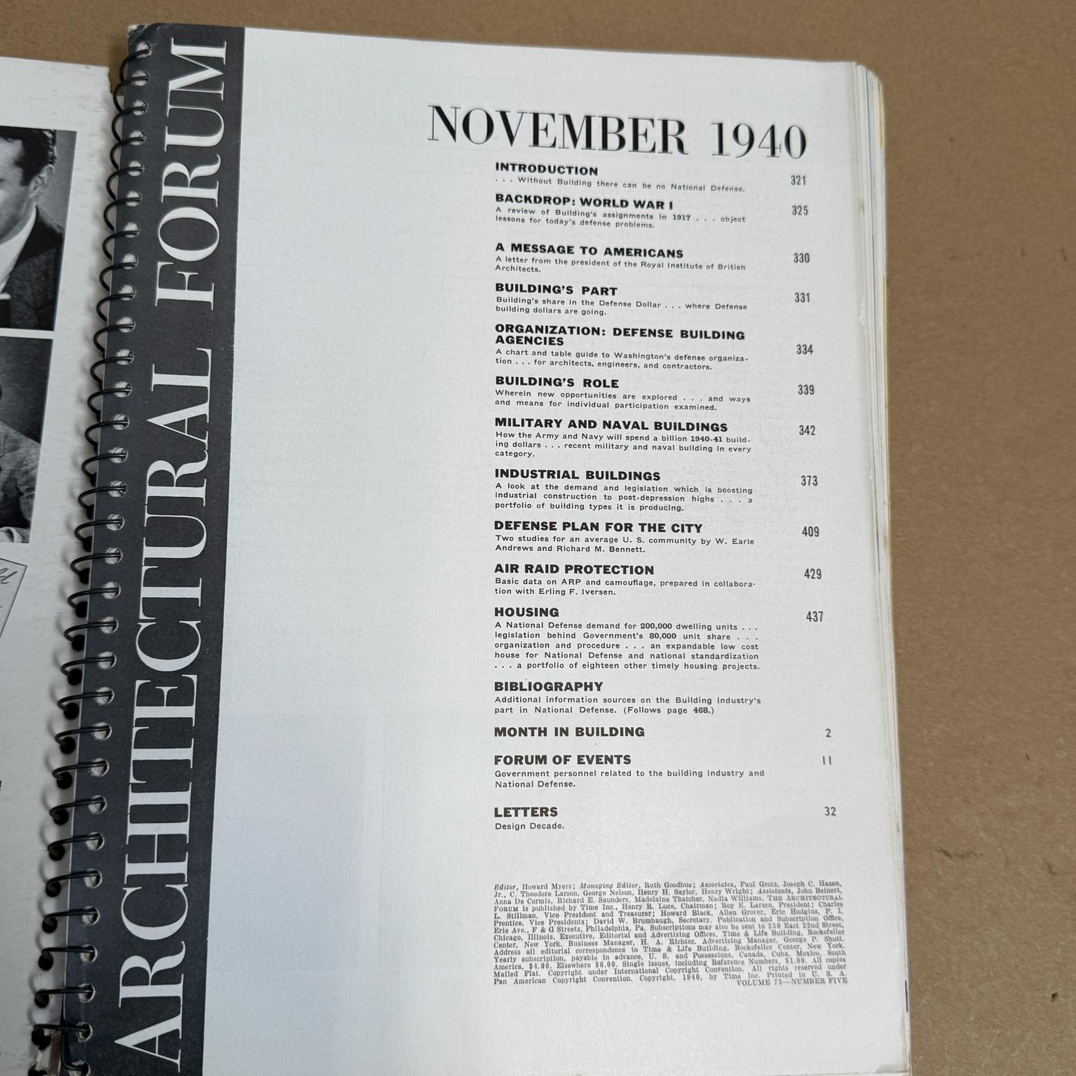 Papier The Architectural Forum November 1940 Magazine Time Inc en vente