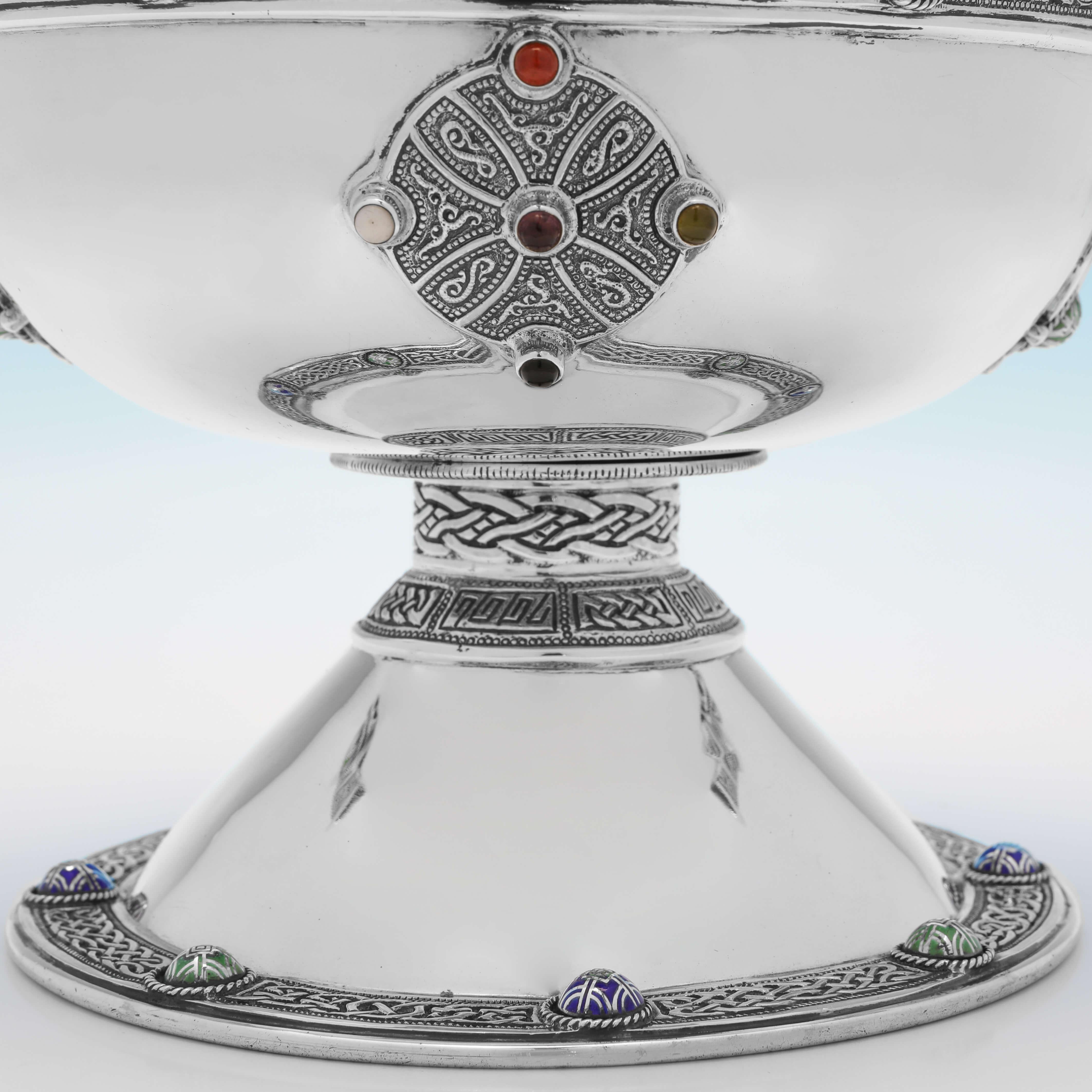 Early 20th Century Ardagh Chalice, an Antique Sterling Silver and Enamel Replica Dublin 1914 For Sale