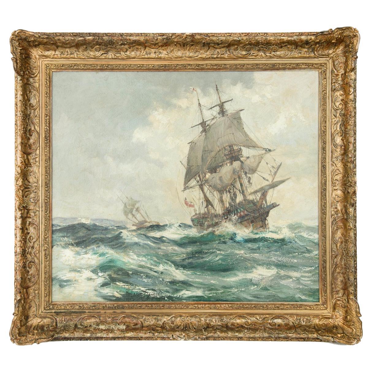 ‘The Ark & the Dove off the Scillies with Lord Baltimore aboard’ Montague Dawson For Sale