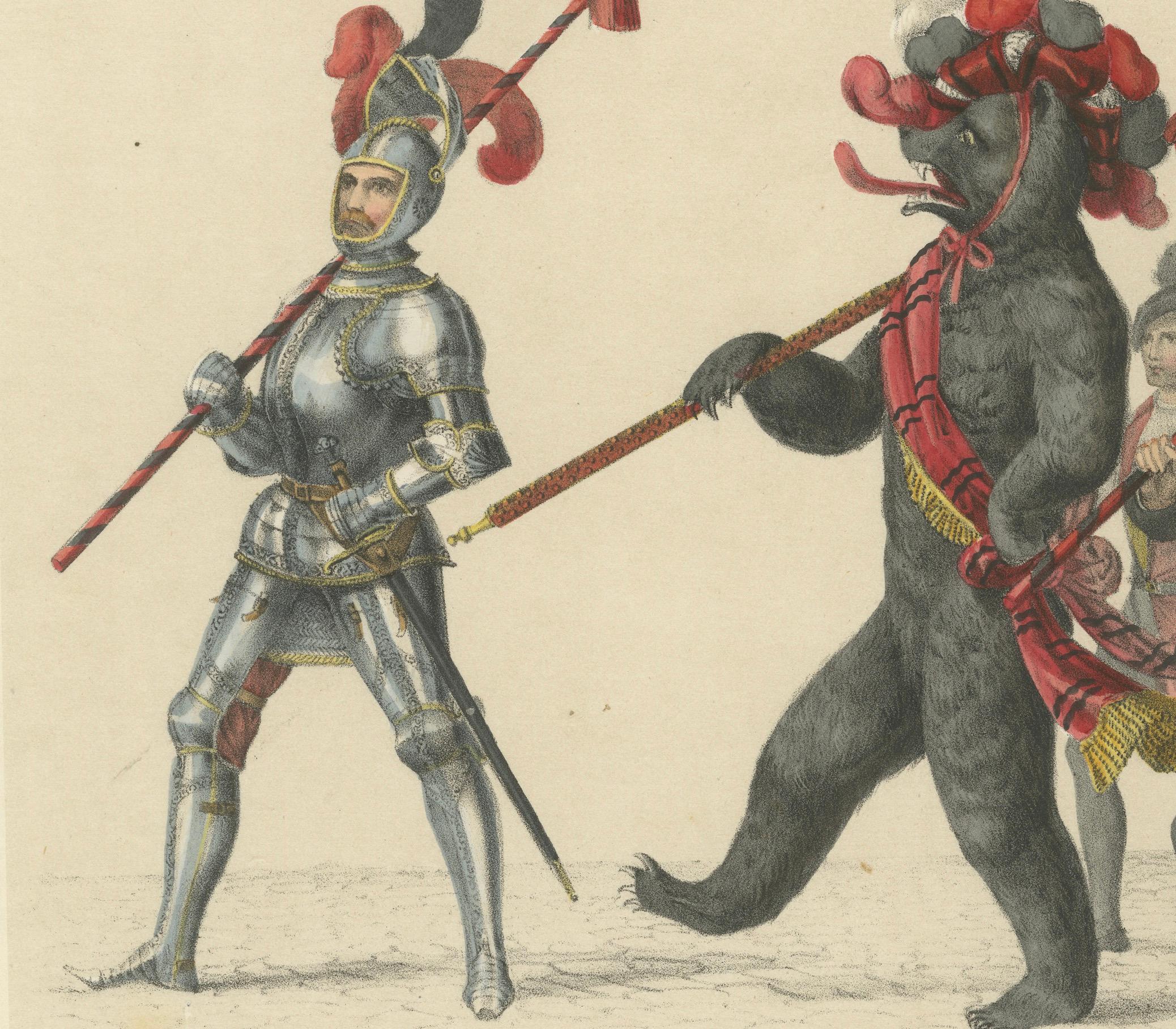 Titel:  Der gepanzerte Anführer und der Bär - ein einzigartiger Berner Festumzug von 1853  

Beschreibung:  Diese bezaubernde handkolorierte Lithografie ist Teil des 