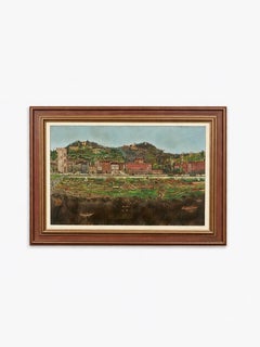 “The Arno at Florence” - Signed Italian Landscape w/ Botanical Countryside