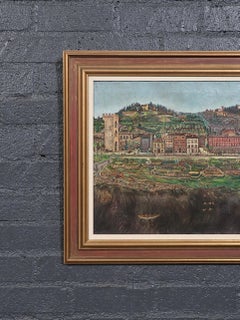 “The Arno at Florence” - Signed Italian Landscape w/ Botanical Countryside