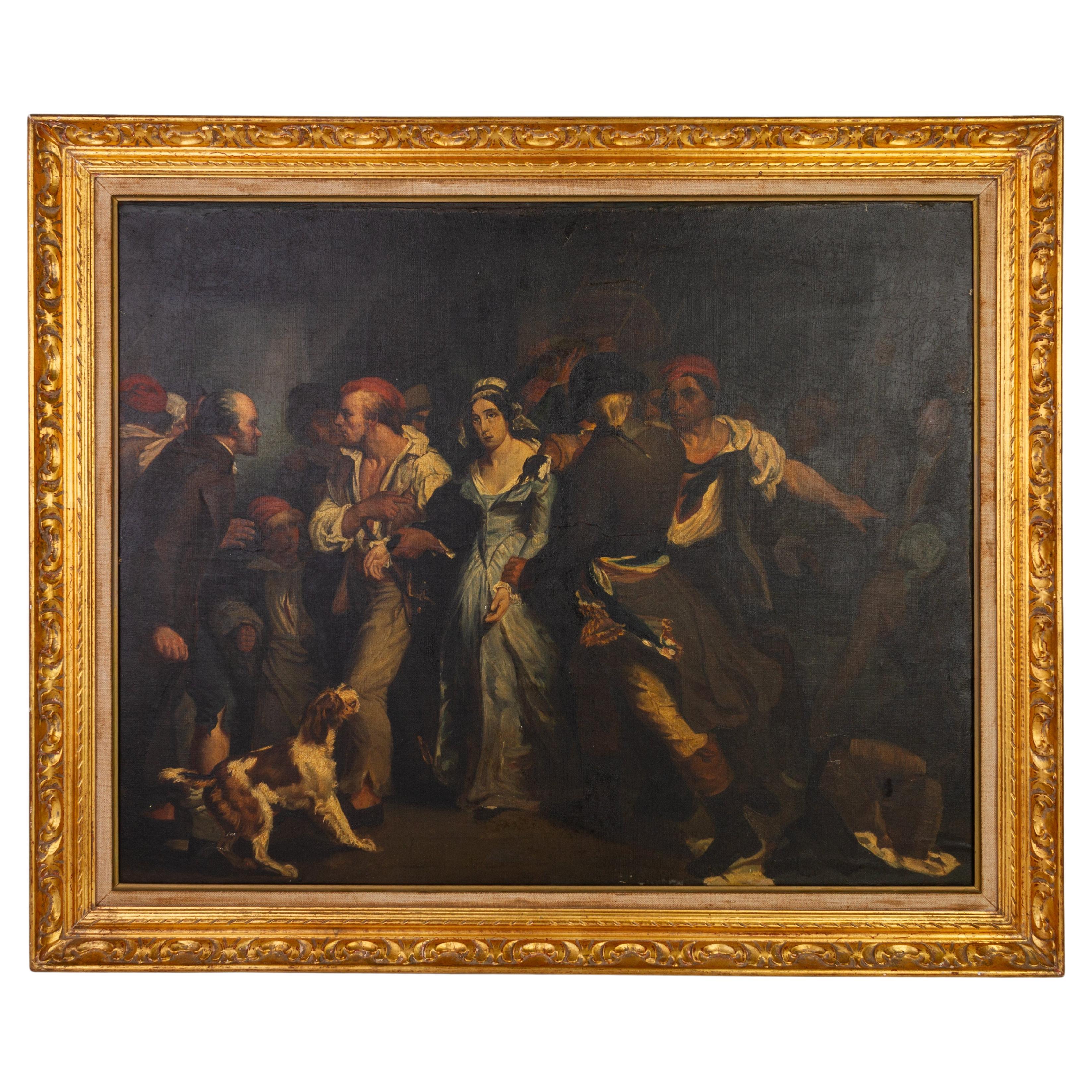 The Arrest of Charlotte Corday 19th Century Oil Painting For Sale