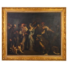 Antique The Arrest of Charlotte Corday 19th Century Oil Painting