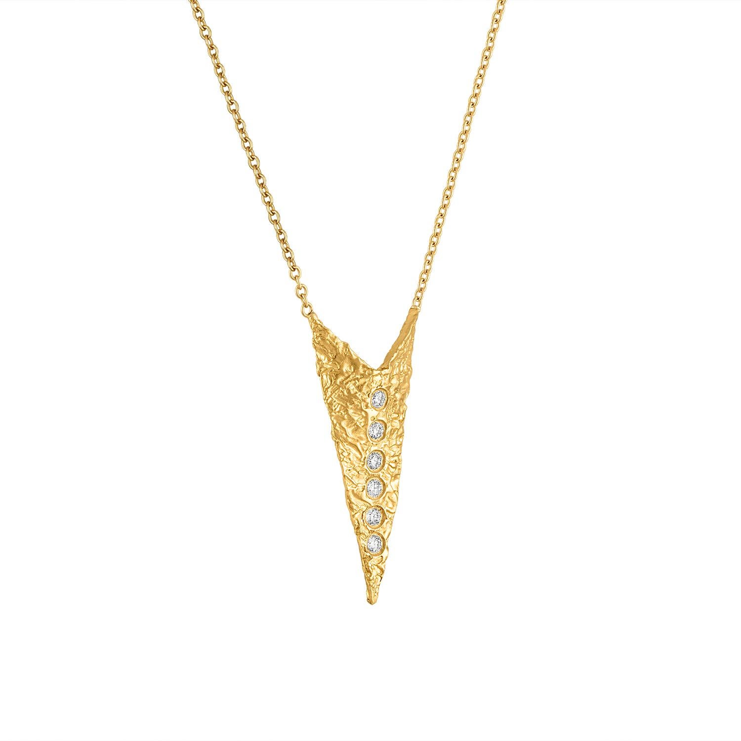Artisan The Arrowhead Diamond Necklace in 22k Gold For Sale