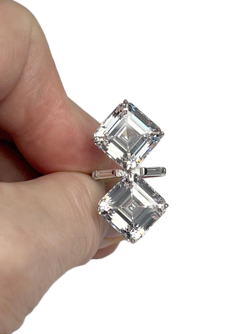 Art Deco Toi et Moi Love Ring In Costume Jewelry 10 Carat Each Lab CZ Diamond Ring For Sale