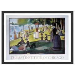 Affiche dans un cadre noir de l'Art Institute représentant « Un dimanche à La Grande Jatte, 1884 », 1990