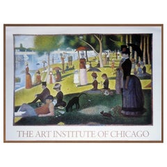 L'Art Institute, « Un dimanche à La Grande Jatte, 1884 », affiche dans un cadre en noyer, 1990