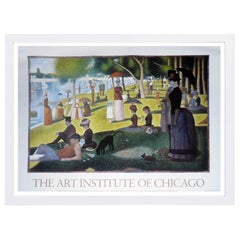Affiche dans un cadre blanc de l'Art Institute représentant « Un dimanche à La Grande Jatte, 1884 », 1990