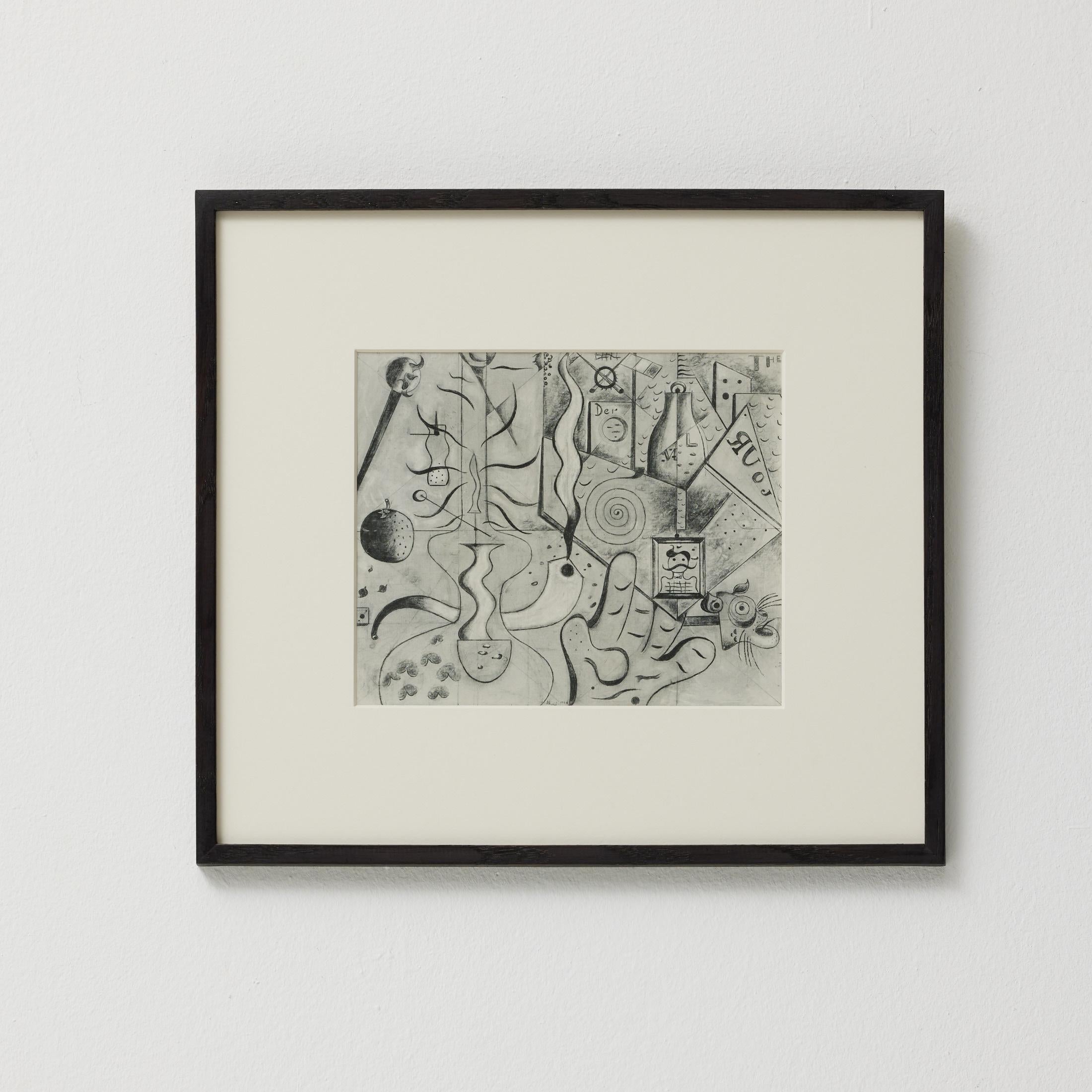 Black and White Photography of Joan Miro painting 