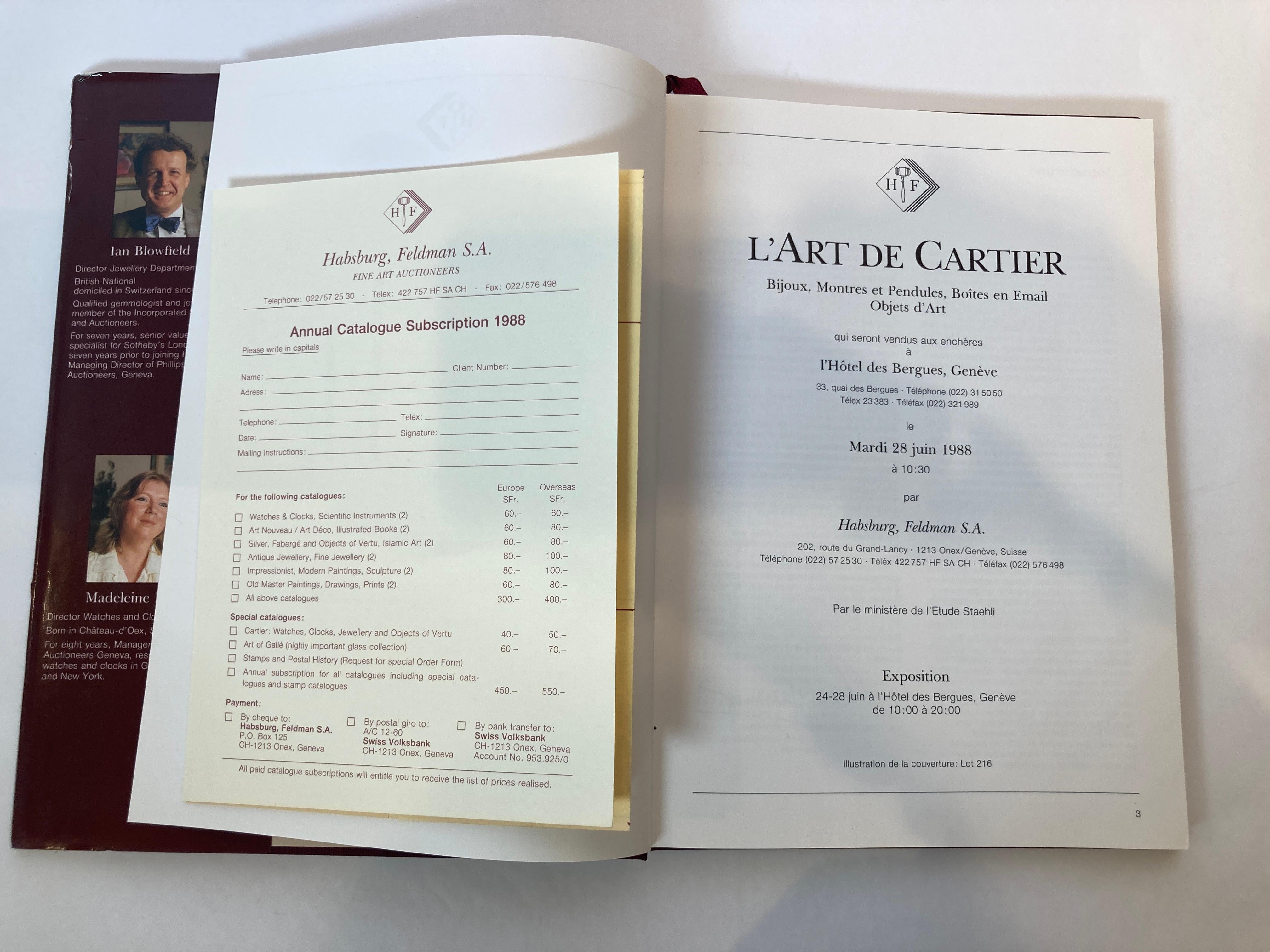 L'art de Cartier 1988 Vente aux enchères à Genève Livre relié en vente 3