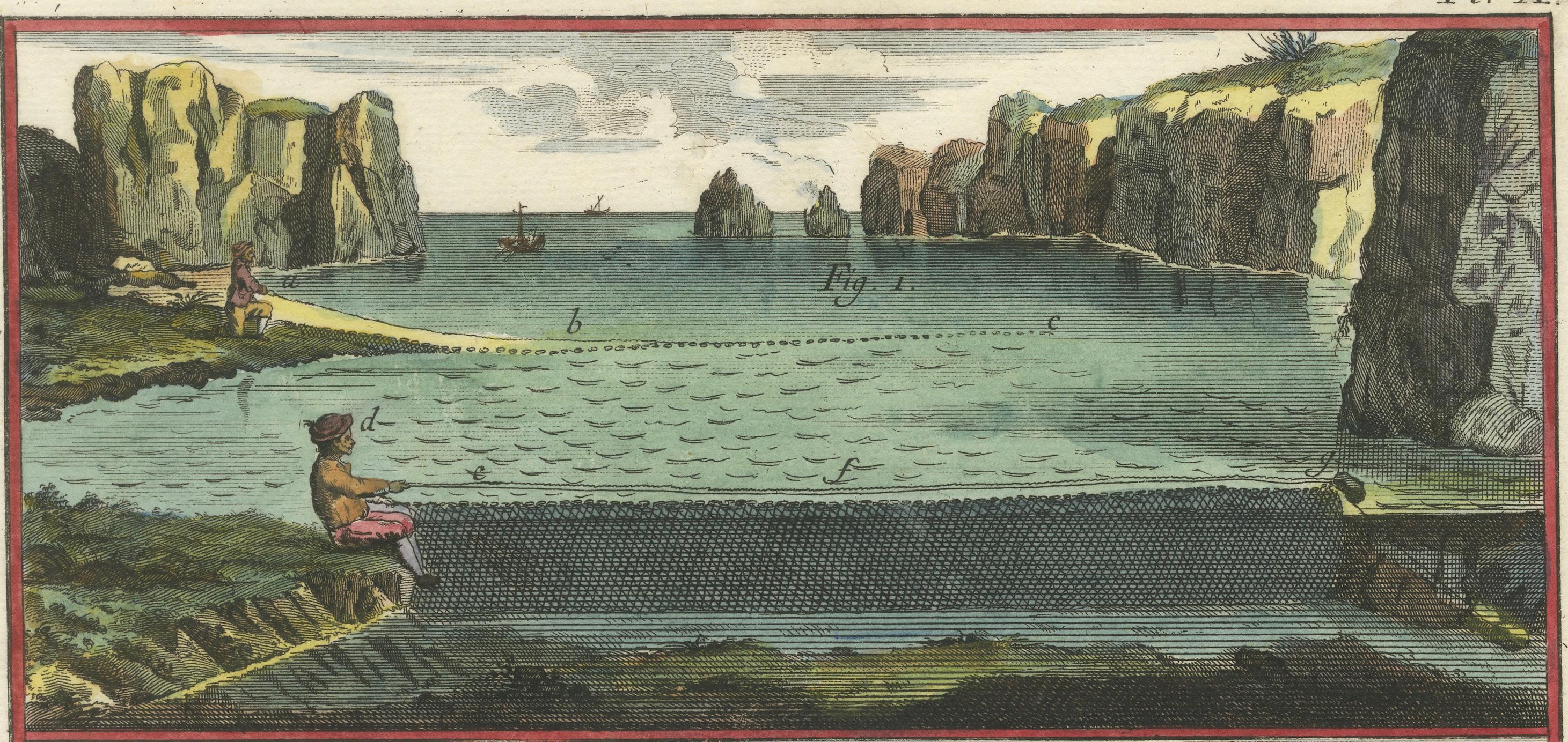 Late 18th Century The Art of Mackerel and Salmon Fishing - An Exquisite 1793 Panckoucke Engraving For Sale