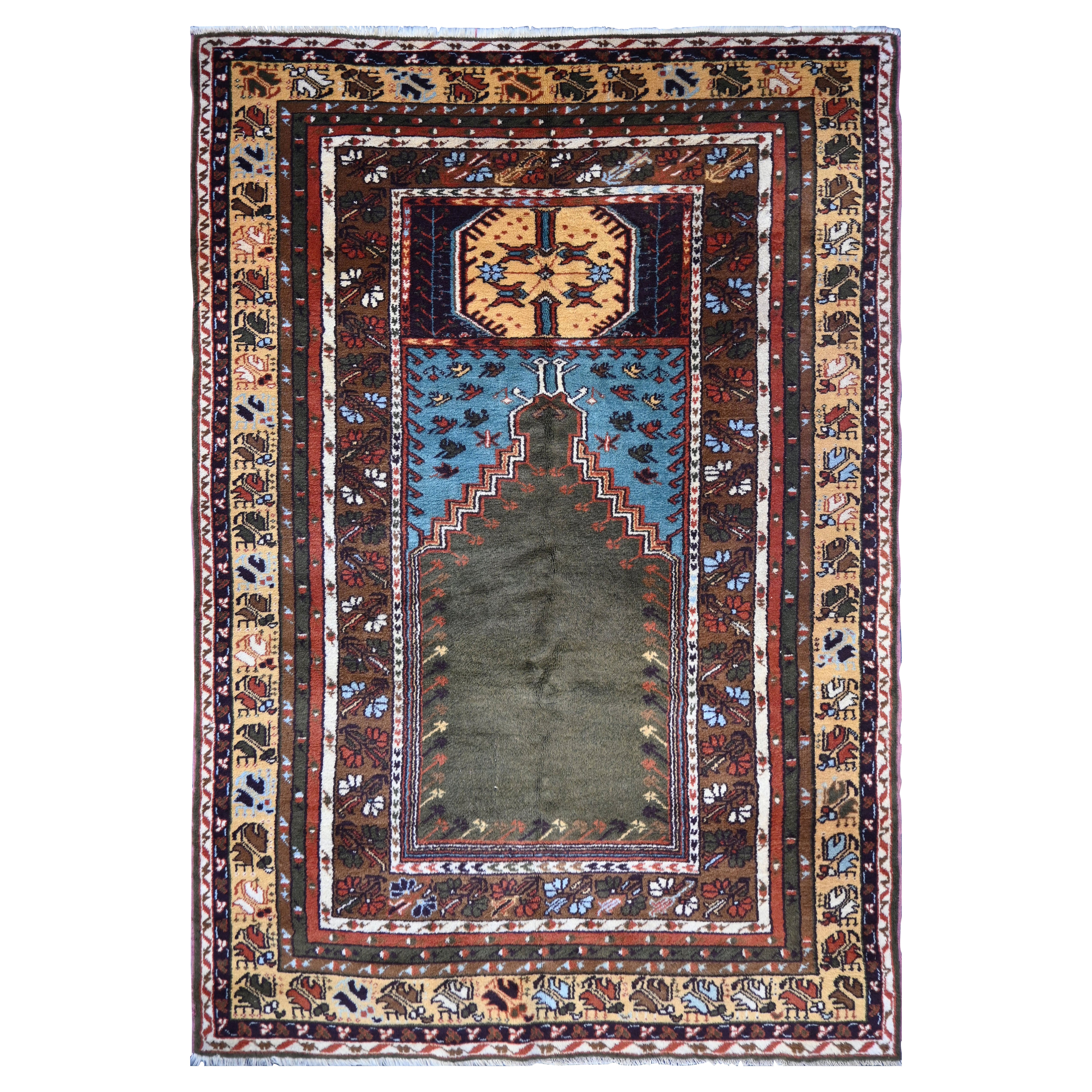 Die Kunst des Mihrab, außergewöhnlicher türkischer Teppich: Milas Anatolien - 210x135 Cm im Angebot