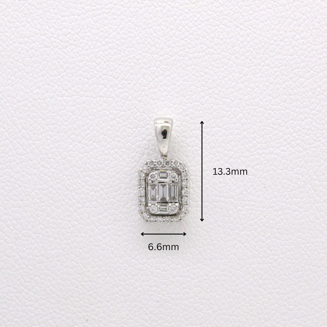 The Artisan-Crafted Baguette and Round Diamond Pendant In New Condition For Sale In Bangkok, TH