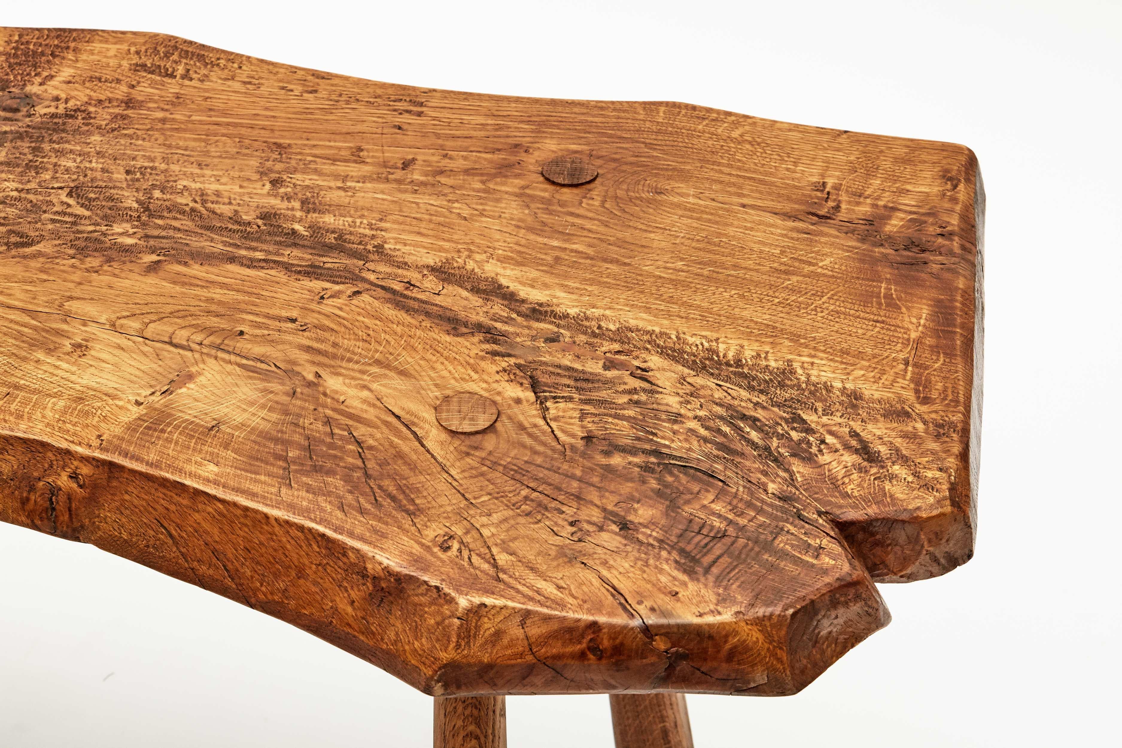 Rustic Artisans of Marolles, Hand Carved Oak Coffee Table, France, circa 1960