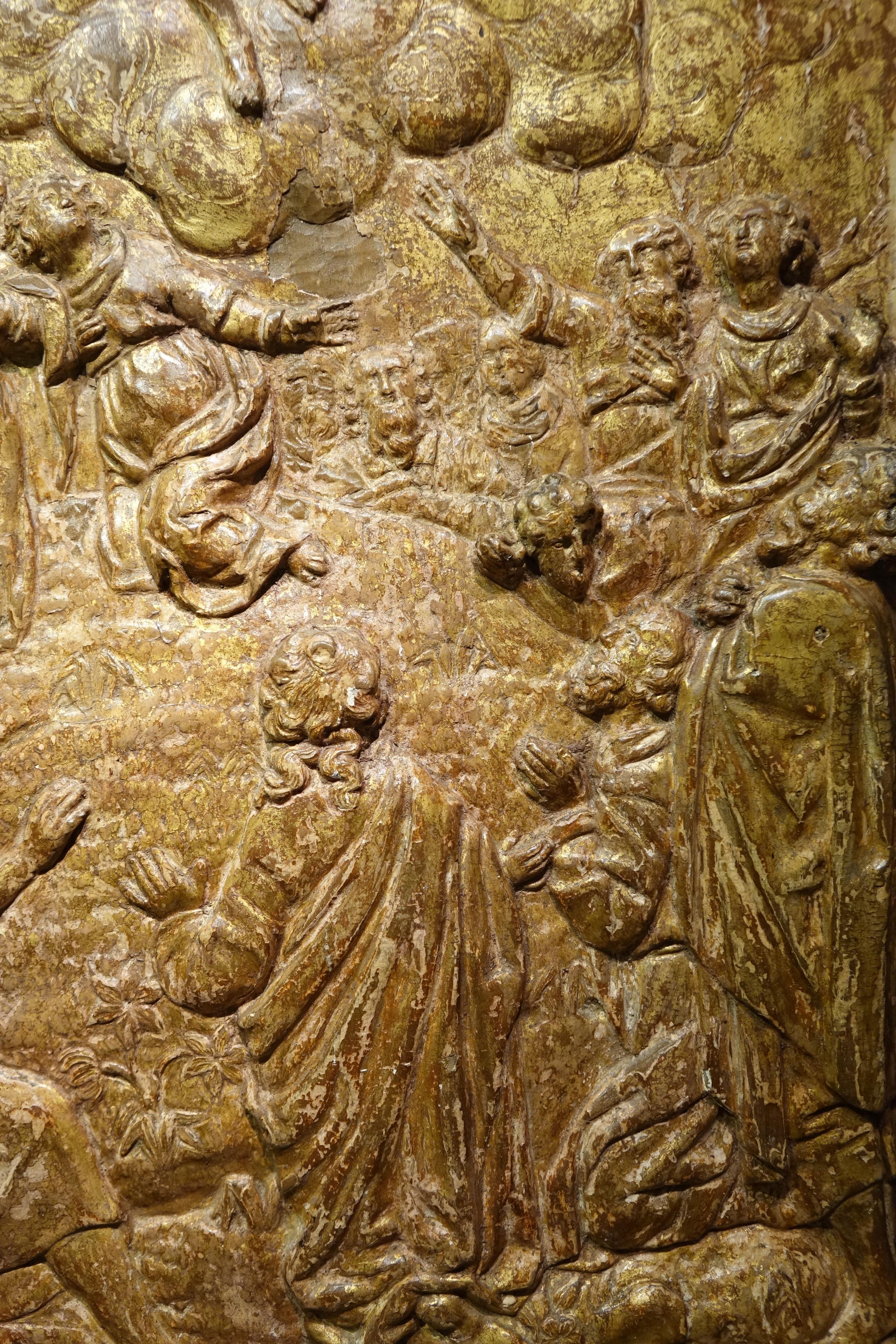 Dutch The Ascension Of Christ, Bas-relief In Giltwood, 17th C. Flanders? For Sale