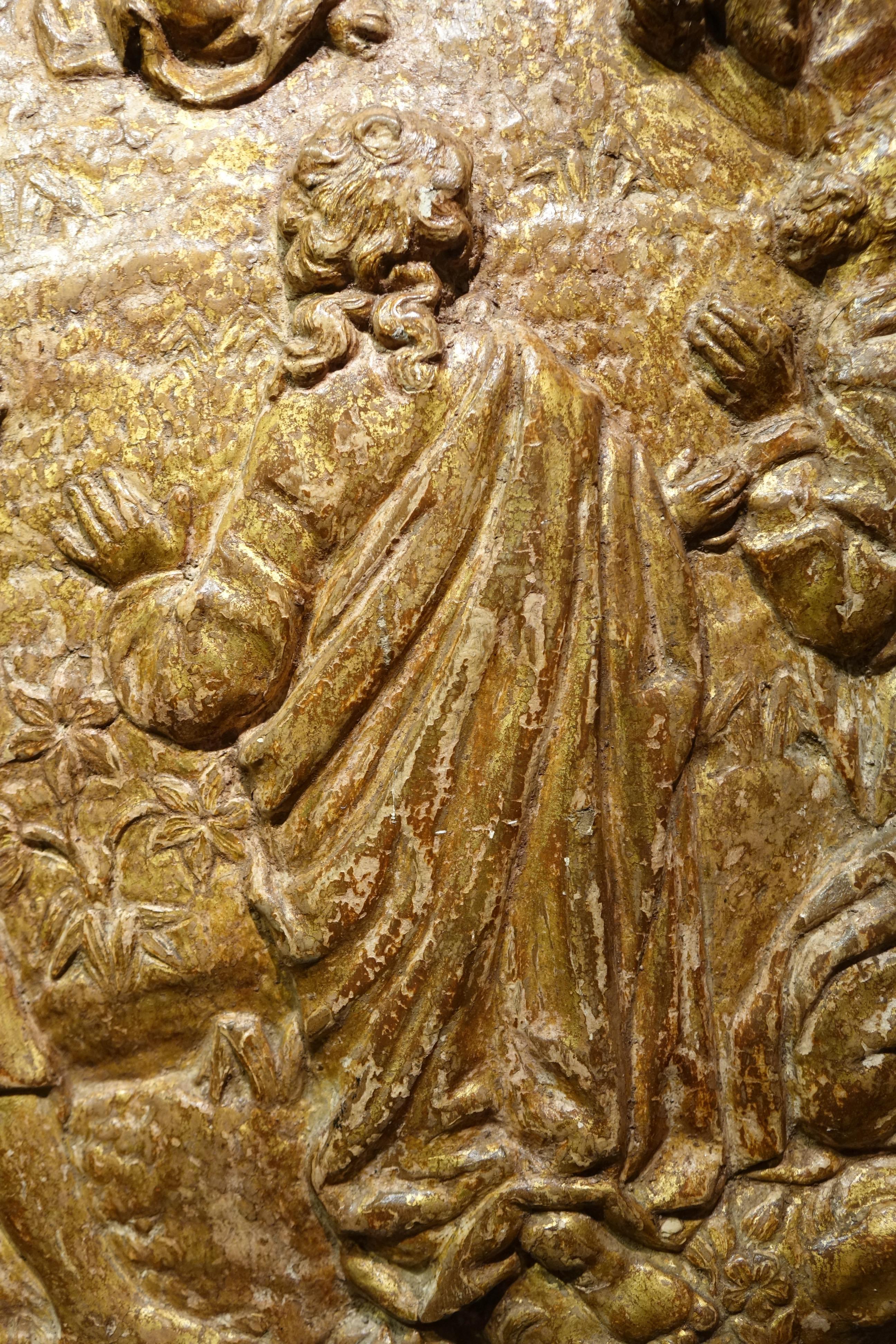 17th Century The Ascension Of Christ, Bas-relief In Giltwood, 17th C. Flanders? For Sale