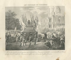 The Ashes of Turenne Borne to the Invalides, Antique Madou Lithograph, 1827