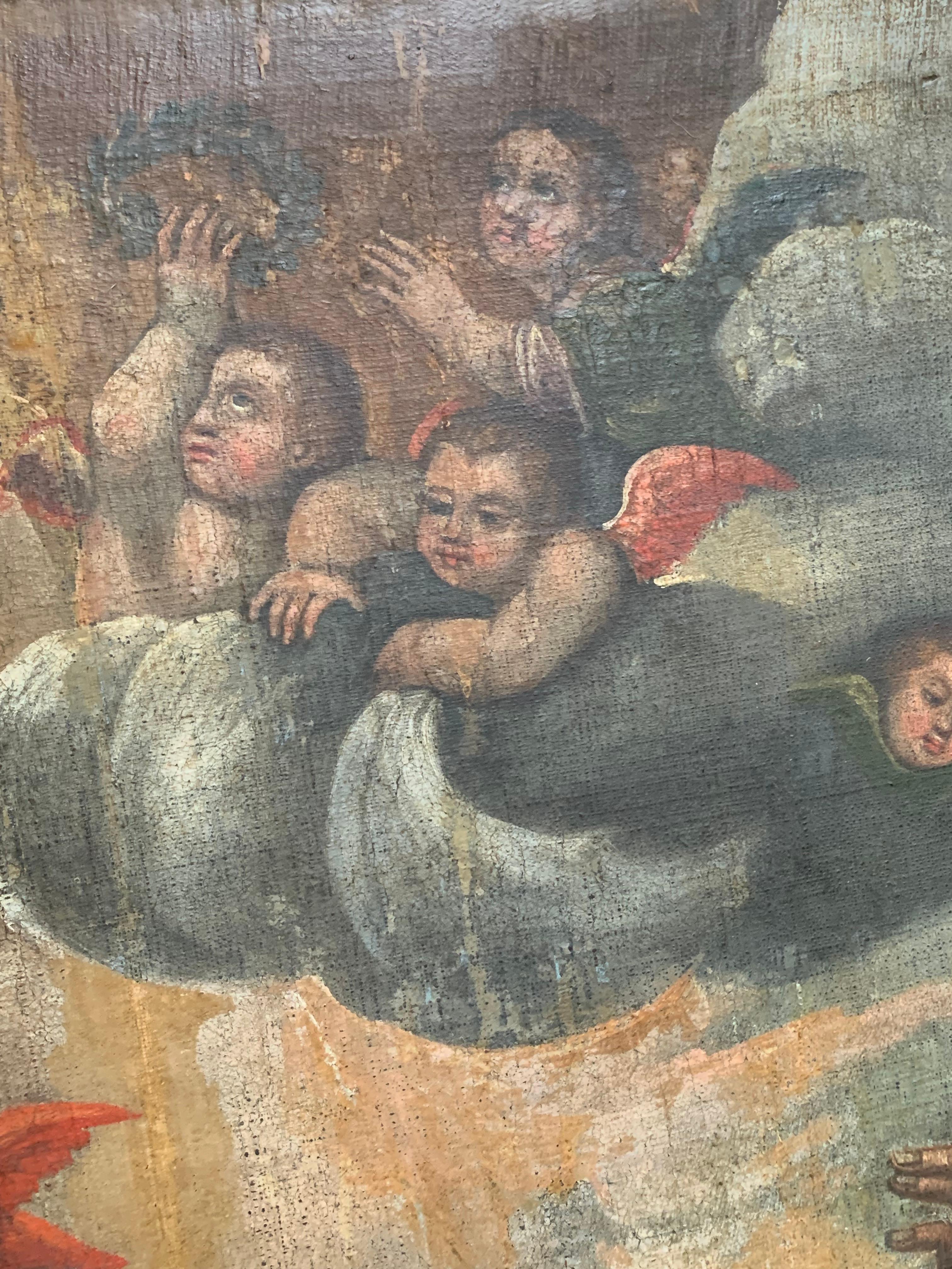 The Assumption of Mary or Dormition of the Virgin 18th Century Spanish Colonial (Gemalt) im Angebot