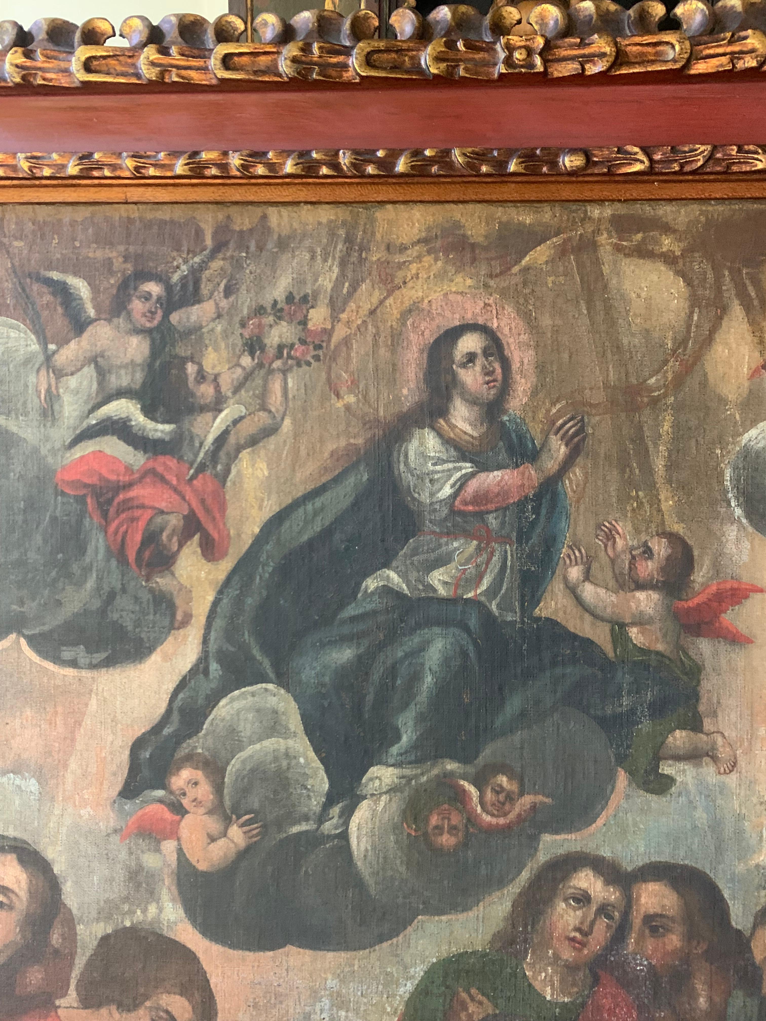 The Assumption of Mary or Dormition of the Virgin 18th Century Spanish Colonial im Zustand „Gut“ im Angebot in Rio De Janeiro, BR