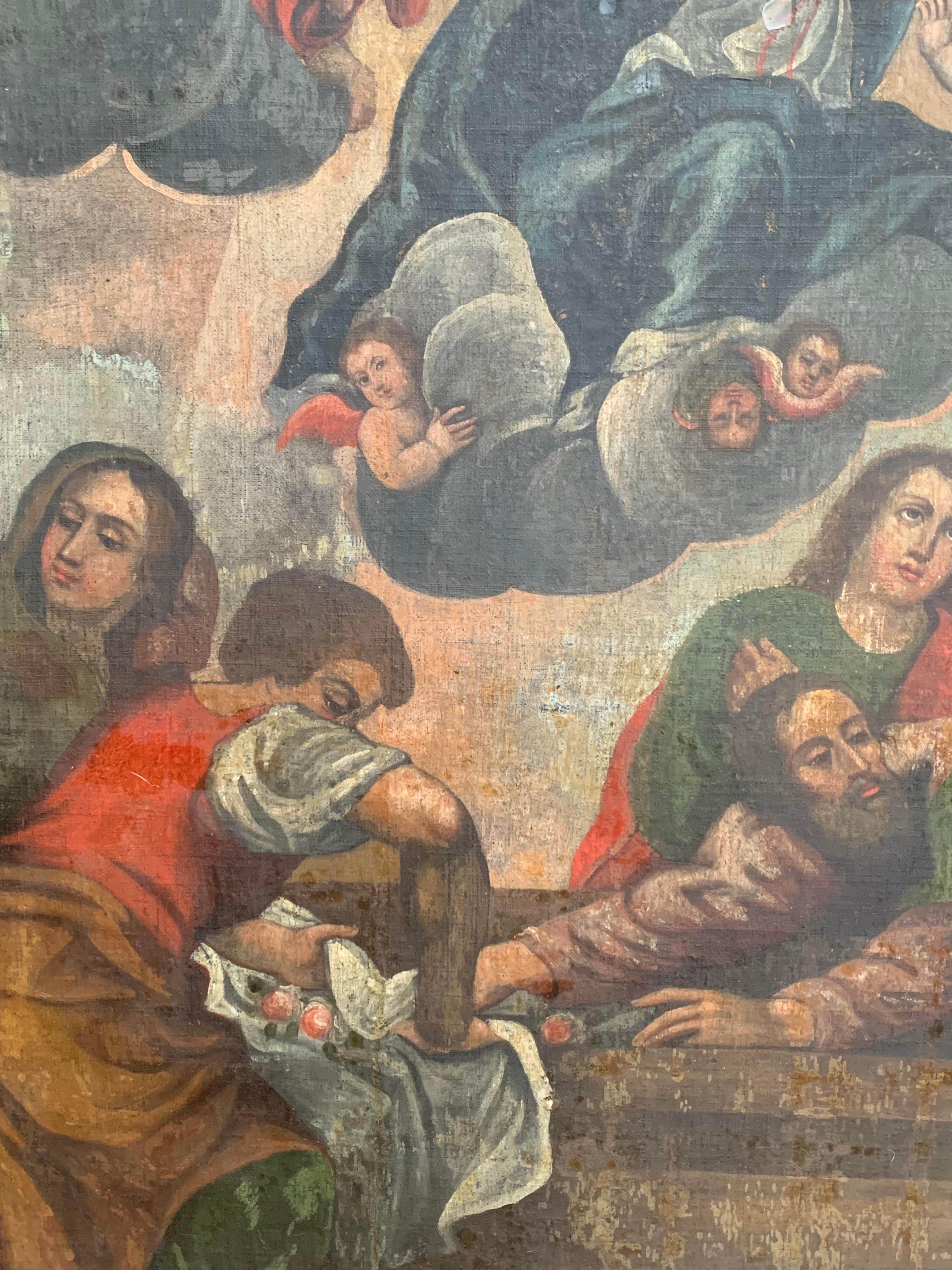 The Assumption of Mary or Dormition of the Virgin 18th Century Spanish Colonial (Leinwand) im Angebot