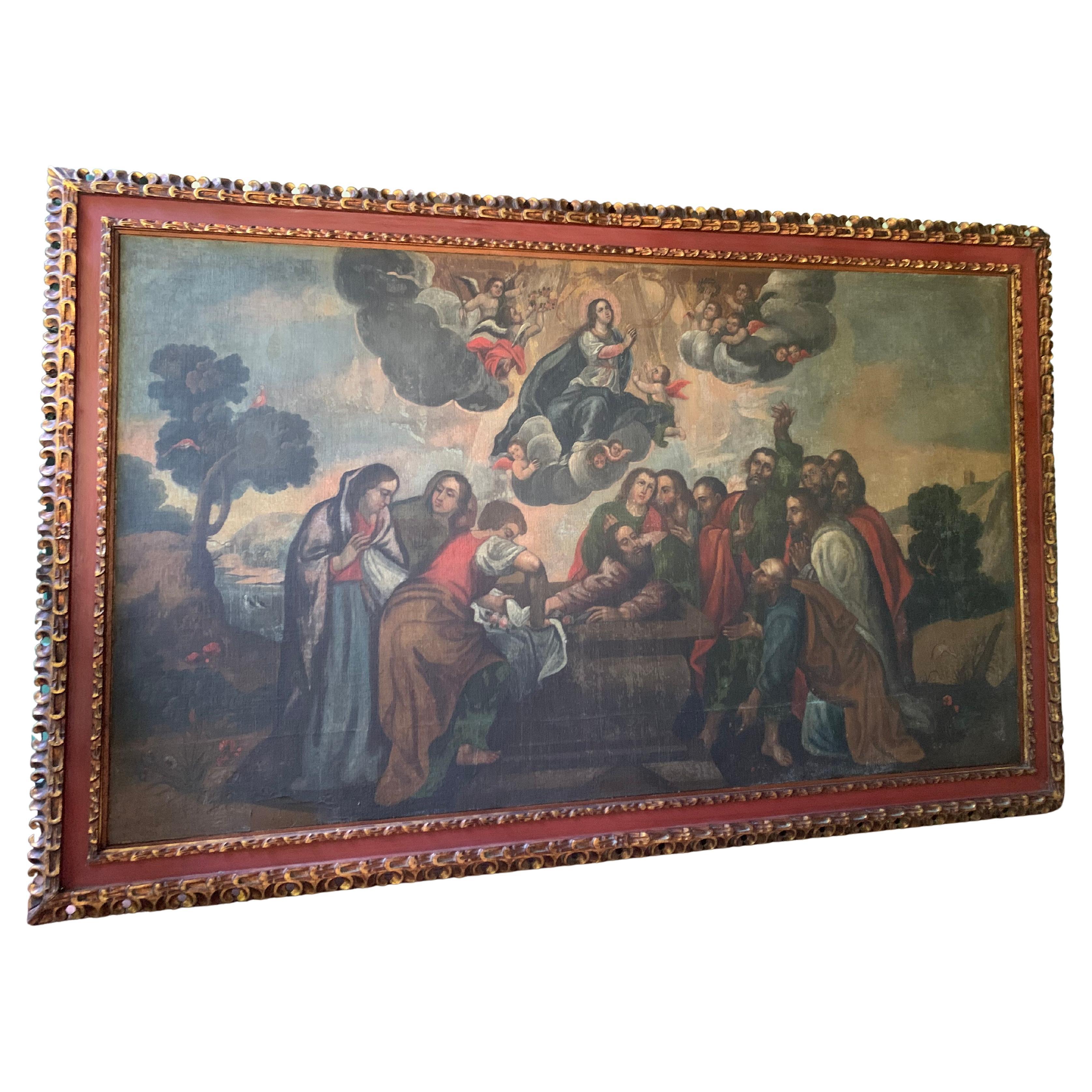 The Assumption of Mary or Dormition of the Virgin 18th Century Spanish Colonial