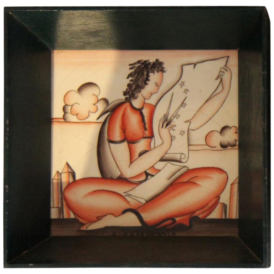 "The Astronomer" Ceramic Tile For Sale