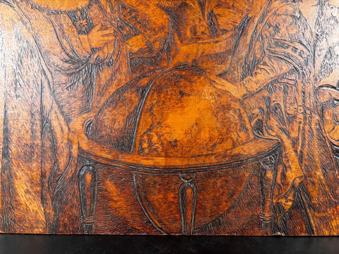 El astrónomo Pintura histórica única de arte popular Firmada 1918 en venta 3