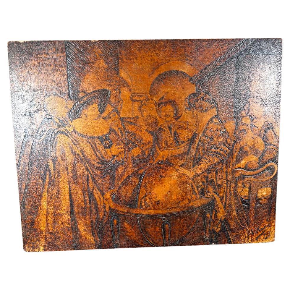 El astrónomo Pintura histórica única de arte popular Firmada 1918 en venta