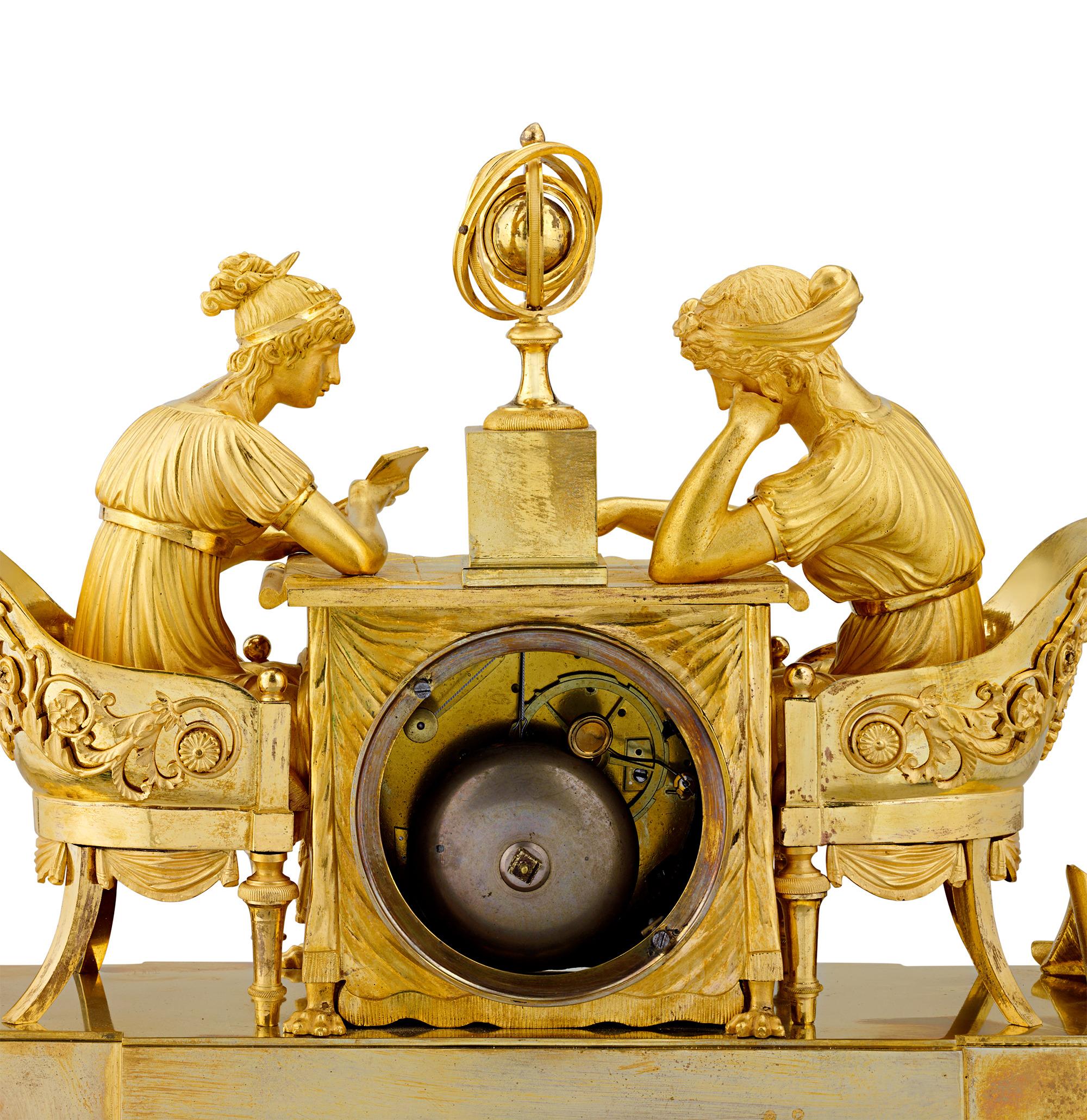 La Lección de Astronomía Reloj de chimenea Imperio Francés en Excelente estado para la venta en New Orleans, LA