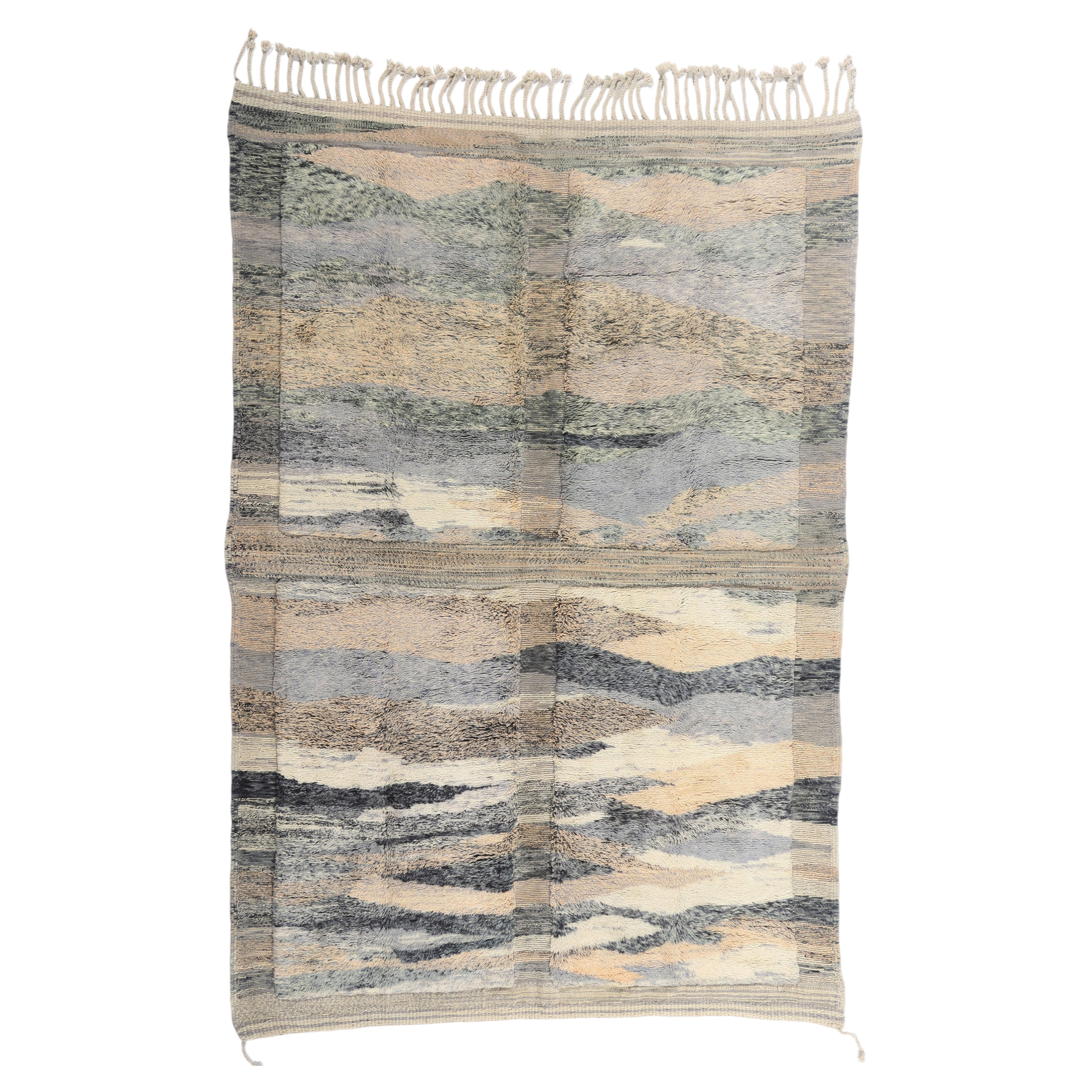 The Atmospheric Horizon: A Beni Mrirt Moroccan Masterpiece of Tonal Abstraction For Sale