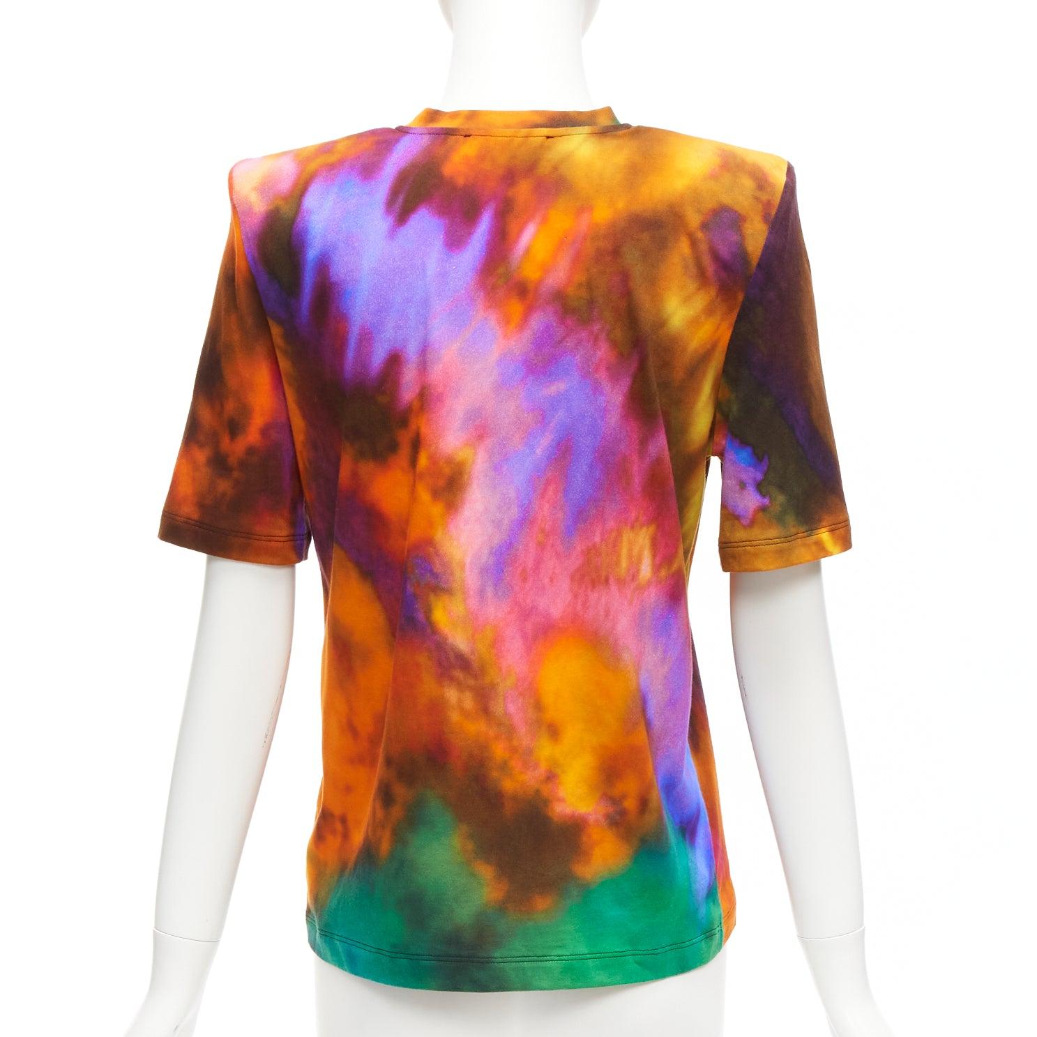 THE ATTICO Bella tie dye logo embroidery power shoulder tshirt IT36 XXS For Sale 1