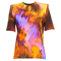 THE ATTICO Bella tie dye logo embroidery power shoulder tshirt IT36 XXS