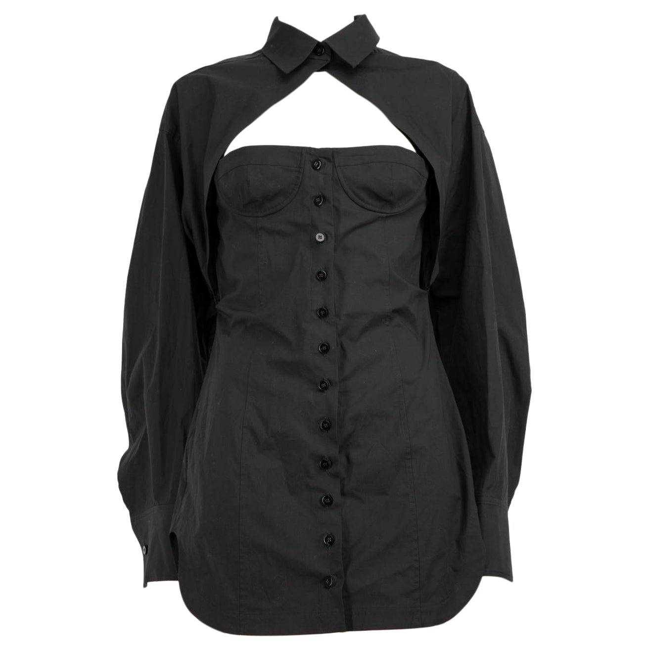 The Attico Black Bralette Detail Mini Shirt Dress Size M