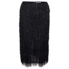 The Attico Black Fringed Midi Skirt S