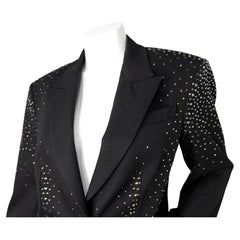 The Attico Black Rhinestone Embellished Wool Blazer