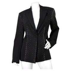 The Attico Black Rhinestone Embellished Wool Blazer