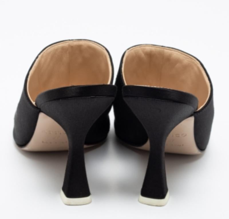 The Attico Satin noir Crystal Embellished Pamela Mules Size 37 Bon état à Dubai, Al Qouz 2