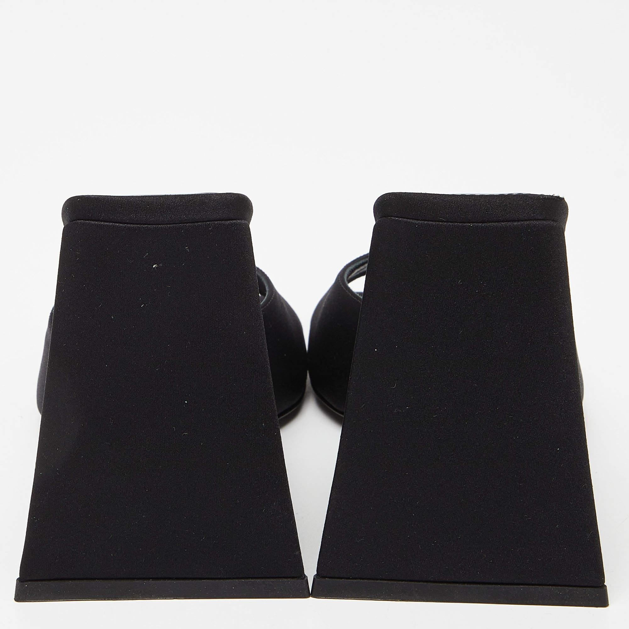 The Attico Black Satin Devon Slide Sandals Size 38.5 For Sale 1