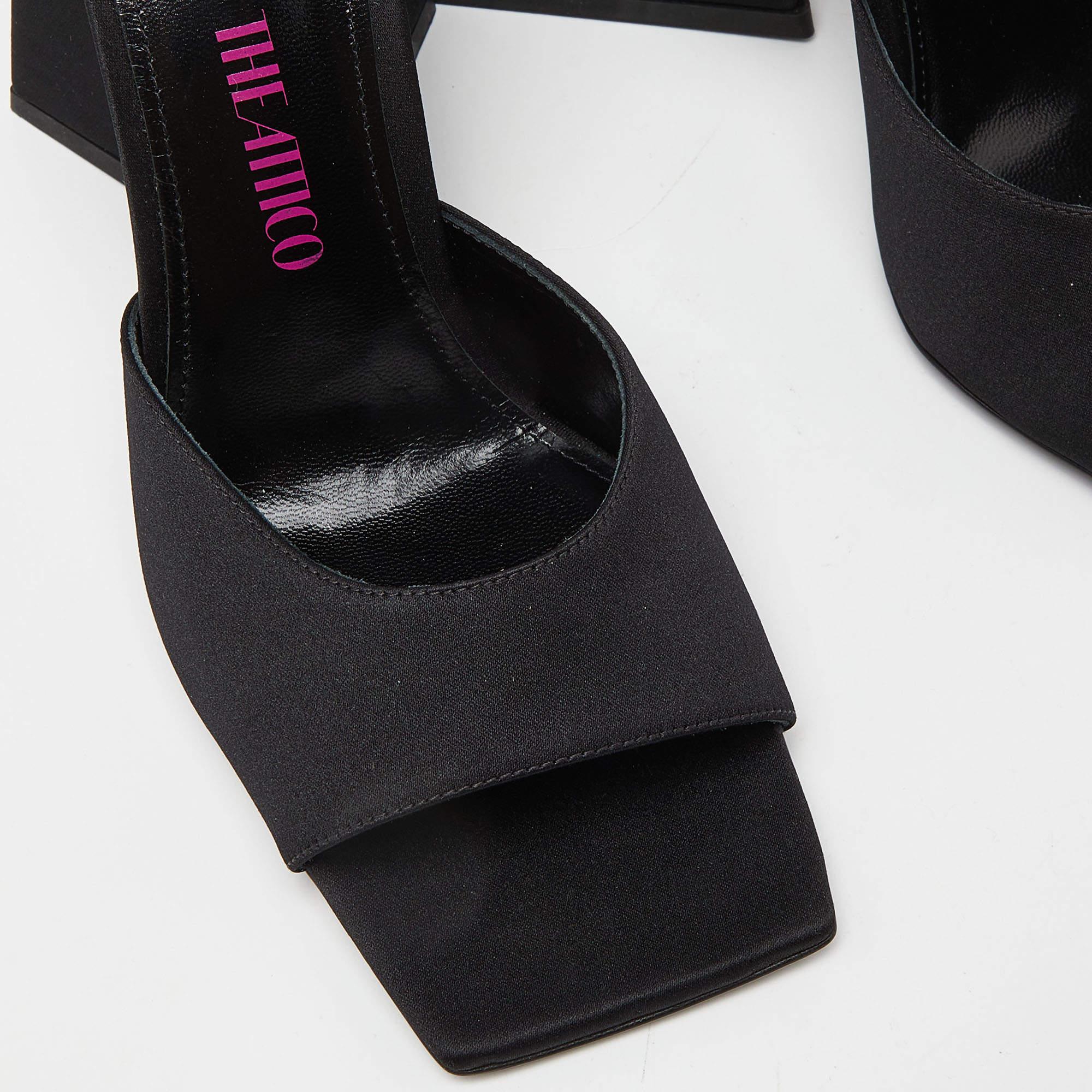 The Attico Black Satin Devon Slide Sandals Size 38.5 For Sale 2