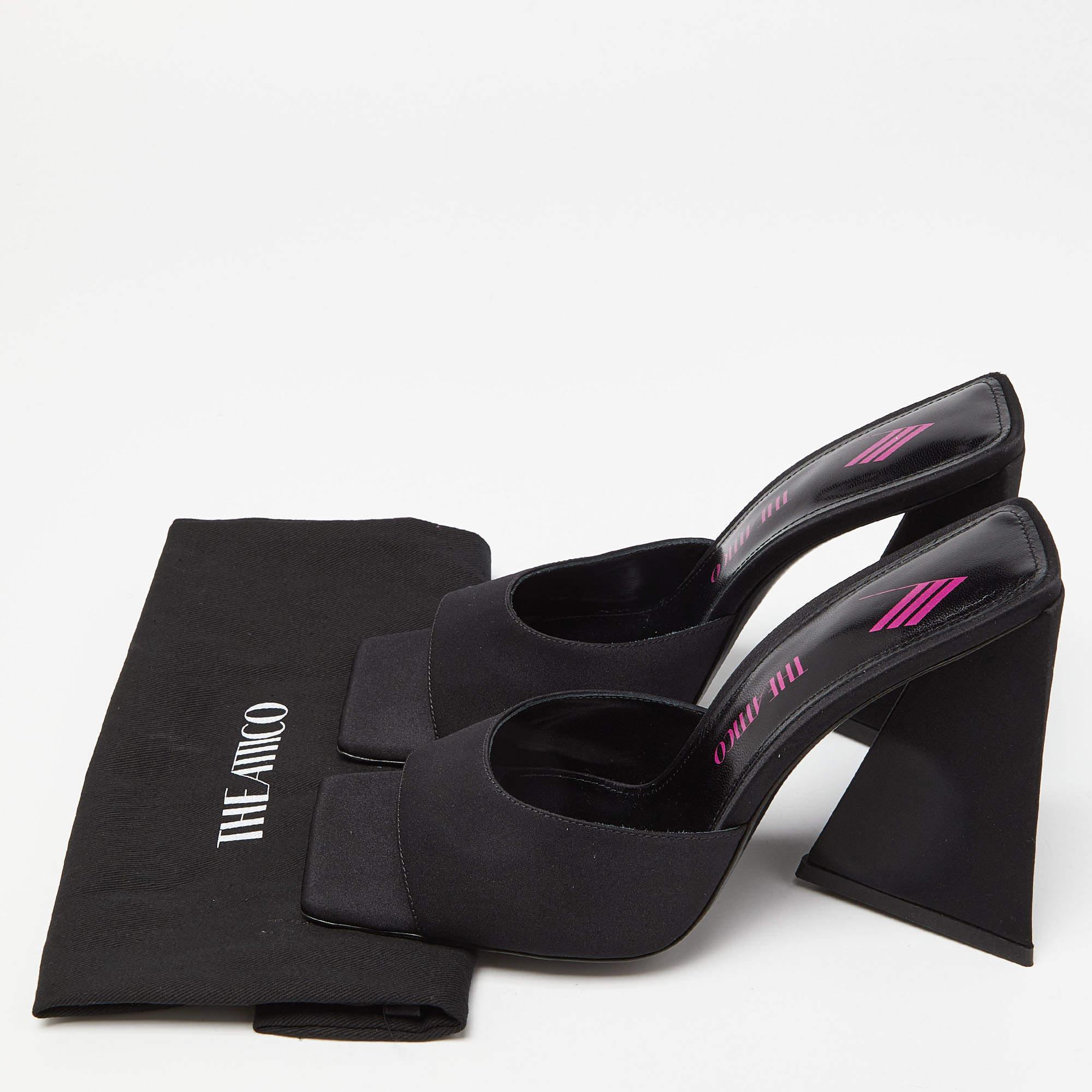 The Attico Black Satin Devon Slide Sandals Size 38.5 For Sale 5