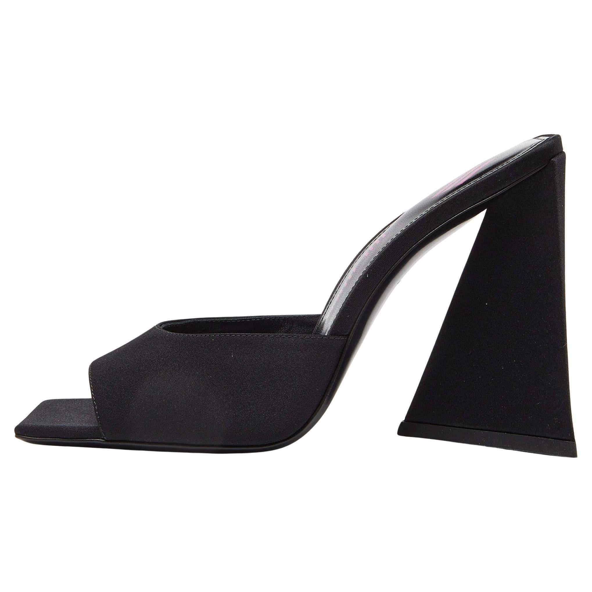 The Attico Black Satin Devon Slide Sandals Size 38.5 For Sale