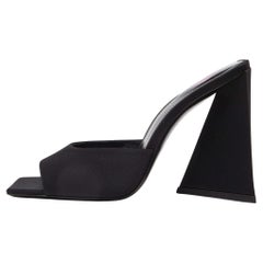 The Attico Black Satin Devon Slide Sandals Size 38.5
