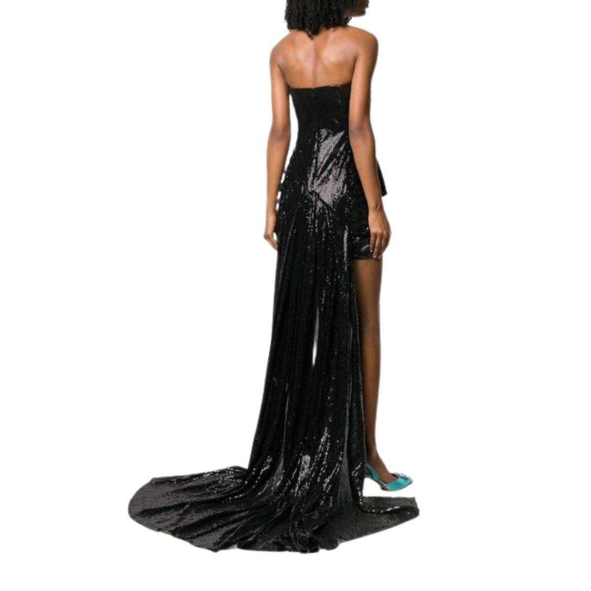 Women's The Attico Black Sequinned Gown With Cape For Sale
