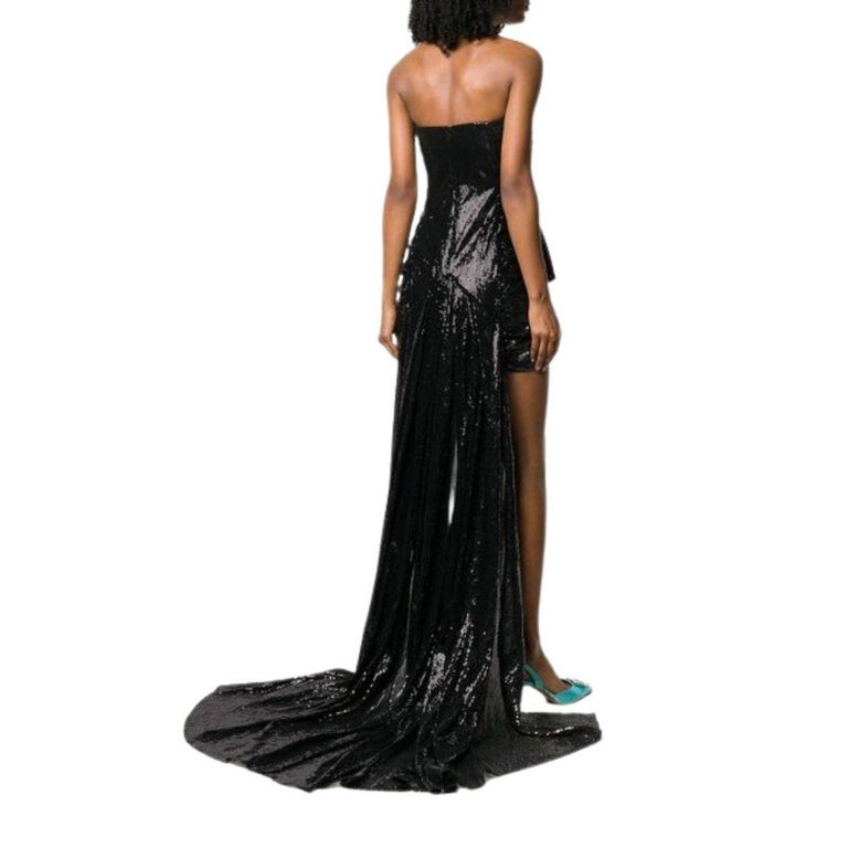 The Attico Black Sequinned Gown With Cape For Sale at 1stDibs