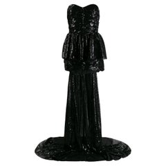 The Attico - Robe noire à paillettes avec cape