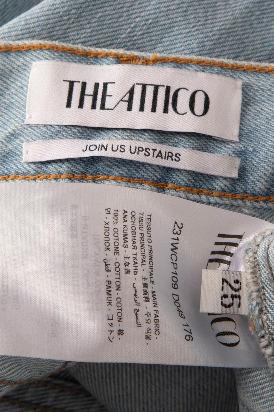 The Attico Blue Denim Straight High Rise Jeans Size XXS For Sale 3