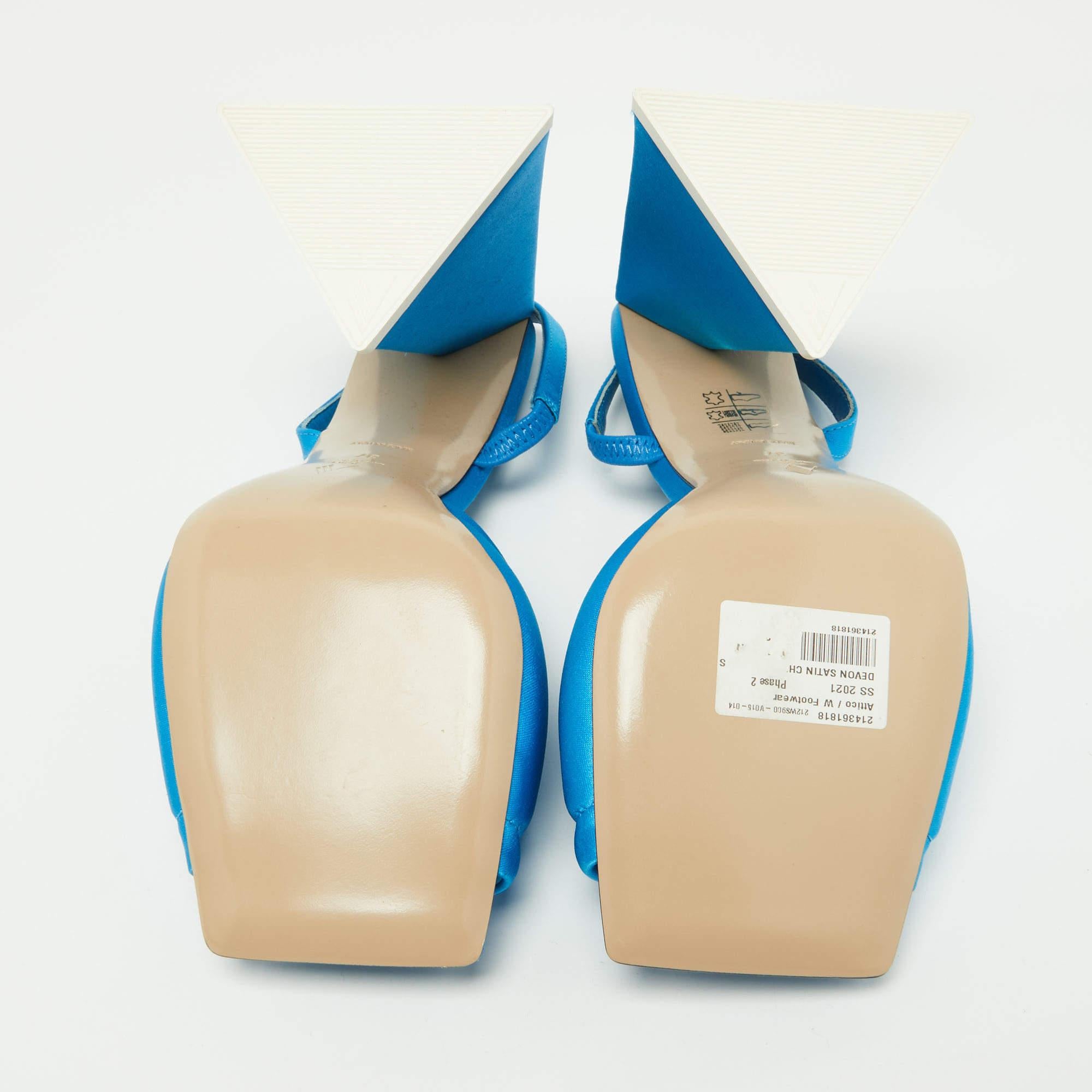 The Attico Blue Satin Devon Ankle Strap Sandals Size 37 For Sale 3