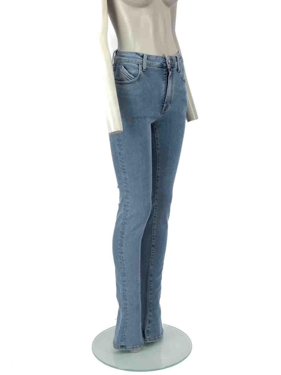 CONDITION is Very good. Hardly any visible wear to jeans is evident on this used The Attico designer resale item.
 
Details
Blue
Denim
Jeans
Straight leg
Flared cuff detail
3x Front pockets
2x Back pockets
Fly zip and button fastening

Made in