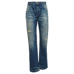 Blau gewaschene Denim-Jeans im Distressed-Stil von Attico mit S-Taille 27"